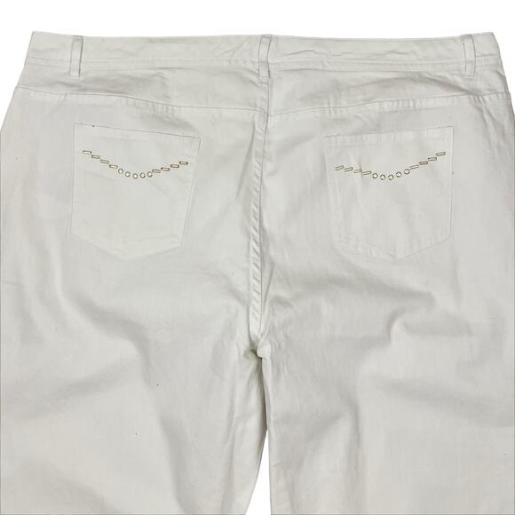 NEW D&Co Denim & Company White Cropped Jeans Embellished Pockets Size 24W - Picture 4 of 7